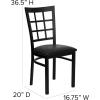 Flash Furniture 4 Pack HERCULES Series Black Window Back Metal Restaurant Chair – Black Vinyl Seat