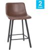 Flash Furniture Caleb Modern Armless 24 Inch Counter Height Stools Commercial Grade w/Footrests and Matte Metal Frames, Set of 2