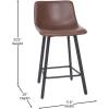 Flash Furniture Caleb Modern Armless 24 Inch Counter Height Stools Commercial Grade w/Footrests and Matte Metal Frames, Set of 2
