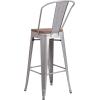 Flash Furniture Carly 24″ High Crystal Teal-Blue Metal Counter Height Stool with Back and Wood Seat(1)