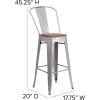 Flash Furniture Carly 24″ High Crystal Teal-Blue Metal Counter Height Stool with Back and Wood Seat(1)