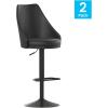 Flash Furniture Chrishelle Set of 2 Commercial Adjustable Height Bar Stools – Brown LeatherSoft Tufted Upholstery – Pedestal Base – Integrated Footring(Black)