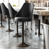 Flash Furniture Chrishelle Set of 2 Commercial Adjustable Height Bar Stools – Brown LeatherSoft Tufted Upholstery – Pedestal Base – Integrated Footring(Black)