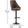 Flash Furniture Chrishelle Set of 2 Commercial Adjustable Height Bar Stools – Brown LeatherSoft Tufted Upholstery – Pedestal Base – Integrated Footring(Brown)