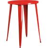 Flash Furniture Commercial Grade 30″ Round Black Metal Indoor-Outdoor Bar Table Set with 2 Vertical Slat Back Stools(Red)