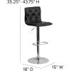 Flash Furniture Contemporary Button Tufted Gray Vinyl Adjustable Height Barstool with Chrome Base(Black)