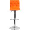 Flash Furniture Contemporary Button Tufted Gray Vinyl Adjustable Height Barstool with Chrome Base(Orange)