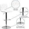 Flash Furniture Contemporary Button Tufted Gray Vinyl Adjustable Height Barstool with Chrome Base(White)