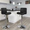 Flash Furniture Contemporary Gray Vinyl Adjustable Height Barstool with Rolled Seat and Chrome Base(Black)