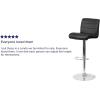 Flash Furniture Contemporary Gray Vinyl Adjustable Height Barstool with Rolled Seat and Chrome Base(Black)