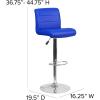 Flash Furniture Contemporary Gray Vinyl Adjustable Height Barstool with Rolled Seat and Chrome Base(Blue)