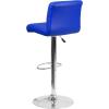 Flash Furniture Contemporary Gray Vinyl Adjustable Height Barstool with Rolled Seat and Chrome Base(Blue)