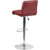 Flash Furniture Contemporary Gray Vinyl Adjustable Height Barstool with Rolled Seat and Chrome Base(Burgundy)