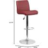 Flash Furniture Contemporary Gray Vinyl Adjustable Height Barstool with Rolled Seat and Chrome Base(Burgundy)