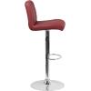 Flash Furniture Contemporary Gray Vinyl Adjustable Height Barstool with Rolled Seat and Chrome Base(Burgundy)
