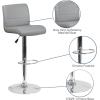 Flash Furniture Contemporary Gray Vinyl Adjustable Height Barstool with Rolled Seat and Chrome Base(Grey)
