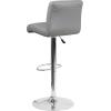 Flash Furniture Contemporary Gray Vinyl Adjustable Height Barstool with Rolled Seat and Chrome Base(Grey)
