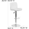 Flash Furniture Contemporary Gray Vinyl Adjustable Height Barstool with Rolled Seat and Chrome Base(White)