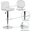 Flash Furniture Contemporary Gray Vinyl Adjustable Height Barstool with Rolled Seat and Chrome Base(White)