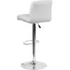 Flash Furniture Contemporary Gray Vinyl Adjustable Height Barstool with Rolled Seat and Chrome Base(White)