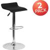 Flash Furniture Contemporary White Vinyl Adjustable Height Barstool with Solid Wave Seat and Chrome Base(Black)