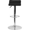 Flash Furniture Contemporary White Vinyl Adjustable Height Barstool with Solid Wave Seat and Chrome Base(Black)