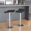 Flash Furniture Contemporary White Vinyl Adjustable Height Barstool with Solid Wave Seat and Chrome Base(Black)
