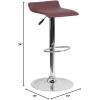 Flash Furniture Contemporary White Vinyl Adjustable Height Barstool with Solid Wave Seat and Chrome Base(Burgundy)