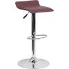 Flash Furniture Contemporary White Vinyl Adjustable Height Barstool with Solid Wave Seat and Chrome Base(Burgundy)