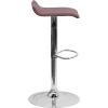 Flash Furniture Contemporary White Vinyl Adjustable Height Barstool with Solid Wave Seat and Chrome Base(Burgundy)