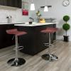 Flash Furniture Contemporary White Vinyl Adjustable Height Barstool with Solid Wave Seat and Chrome Base(Burgundy)
