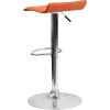 Flash Furniture Contemporary White Vinyl Adjustable Height Barstool with Solid Wave Seat and Chrome Base(Orange)