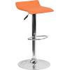 Flash Furniture Contemporary White Vinyl Adjustable Height Barstool with Solid Wave Seat and Chrome Base(Orange)