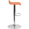 Flash Furniture Contemporary White Vinyl Adjustable Height Barstool with Solid Wave Seat and Chrome Base(Orange)