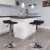 Flash Furniture Contemporary White Vinyl Adjustable Height Barstool with Solid Wave Seat and Chrome Base(White)