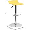 Flash Furniture Contemporary White Vinyl Adjustable Height Barstool with Solid Wave Seat and Chrome Base(Yellow)