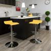 Flash Furniture Contemporary White Vinyl Adjustable Height Barstool with Solid Wave Seat and Chrome Base(Yellow)