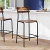 Flash Furniture Cyprus Commercial Grade Wood Bar Stool, Metal Frame, Solid Wood Seat and Back, Floor Glides, White/Antique White(Antique Copper)