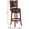 Flash Furniture Ebert 30” High Dark Cherry Wood Barstool with Open Panel Back and Walnut LeatherSoft Swivel Seat(Dark Cherry)