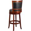 Flash Furniture Ebert 30” High Dark Cherry Wood Barstool with Open Panel Back and Walnut LeatherSoft Swivel Seat(Dark Cherry)