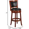 Flash Furniture Ebert 30” High Dark Cherry Wood Barstool with Open Panel Back and Walnut LeatherSoft Swivel Seat(Light Cherry)