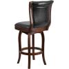 Flash Furniture Ellison 30” High Cappuccino Wood Barstool with Button Tufted Back and Black LeatherSoft Swivel Seat(Cappuccino)