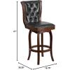 Flash Furniture Ellison 30” High Cappuccino Wood Barstool with Button Tufted Back and Black LeatherSoft Swivel Seat(Cappuccino)