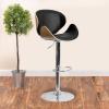 Flash Furniture Farley Beech Bentwood Adjustable Height Barstool with Curved Back and Black Vinyl Seat(Beech)