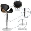 Flash Furniture Farley Beech Bentwood Adjustable Height Barstool with Curved Back and Black Vinyl Seat(Beech)