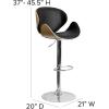 Flash Furniture Farley Beech Bentwood Adjustable Height Barstool with Curved Back and Black Vinyl Seat(Beech)