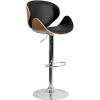 Flash Furniture Farley Beech Bentwood Adjustable Height Barstool with Curved Back and Black Vinyl Seat(Beech)