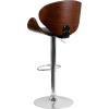 Flash Furniture Farley Beech Bentwood Adjustable Height Barstool with Curved Back and Black Vinyl Seat(Walnut)