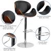Flash Furniture Farley Beech Bentwood Adjustable Height Barstool with Curved Back and Black Vinyl Seat(Walnut)