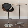 Flash Furniture Farley Beech Bentwood Adjustable Height Barstool with Curved Back and Black Vinyl Seat(Walnut)